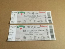 PHILLIES~2019 TICKET STUB 8/1/19 VS GIANTS~Sam Selman MLB DEBUT