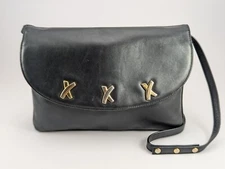 Paloma Piccasso Black Leather Clutch Or Shoulder Bag Handbag