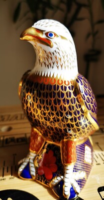 ROYAL CROWN DERBY WEISSKOPFSEEADLER BRIEFBESCHWERER, Handmalerei 22K Gold