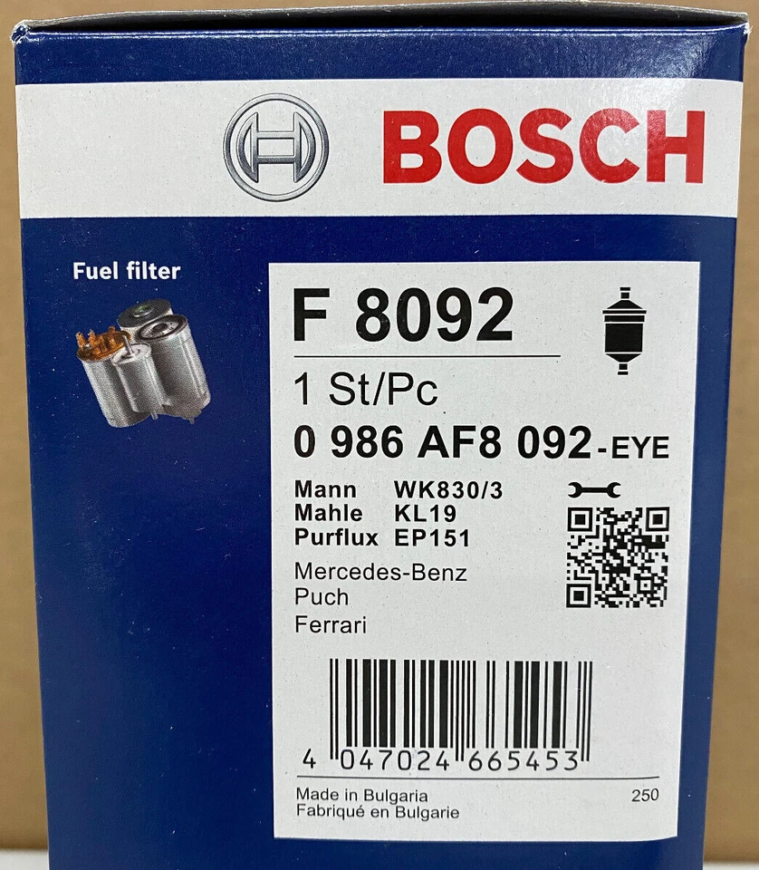 Filtro de combustible Bosch - F8092 / 0986AF8092 / 71047 - para Mercedes-Benz 280E y más Foto 4 de 4