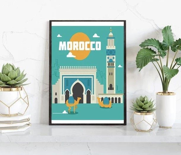Morocco Wall Art Print - Morocco ,Morocco poster, Wedding gift, Birthday present