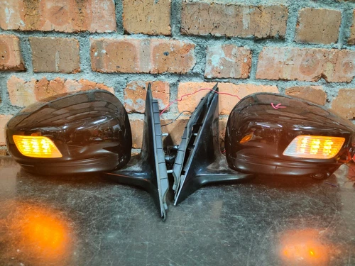 PAIRS JDM NISSAN FUGA Y50 M34 M35 CAMERA SIDE DOOR MIRROR WITH LAMPS LIGHT BLACK