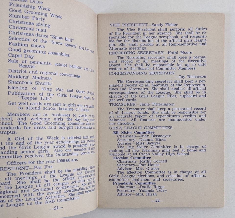 1959 El Cajon Valley High School California Braves Vintage Student