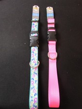 NEW 2 Pc Retriever Pink Nylon Fashion Pattern Dog Collar Set Pet Size Large