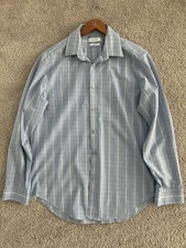 Calvin Klein Petrol Blue STEEL Slim Non-Iron Performance Plaid Dress Shirt