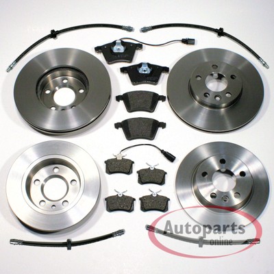 Bremsen Set Ø 308 mm + Ø 294 mm Beläge Schläuche vorne hinten für VW Bus T5 + T6