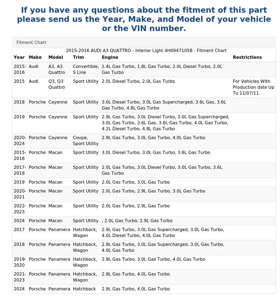 AUDI A3 QUATTRO 2015-2016 - Luz interior 4H0947105B Foto 4 de 4