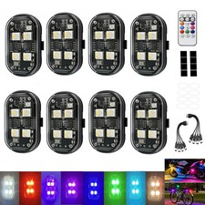 Upgraded 8PCS 4Leds RGB Wireless Led Lights for Car with Remote, 8-Color High