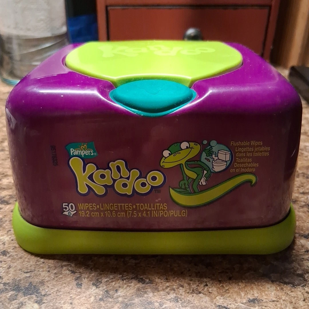 Pampers Kandoo Flushable Wipes Plastic Container Refillable 2004 Version EMPTY