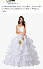 Petticoat Crinoline Tutu 4 Hoop Skirt 5 Ruffles Ball Gown Half Slips Underskirt
