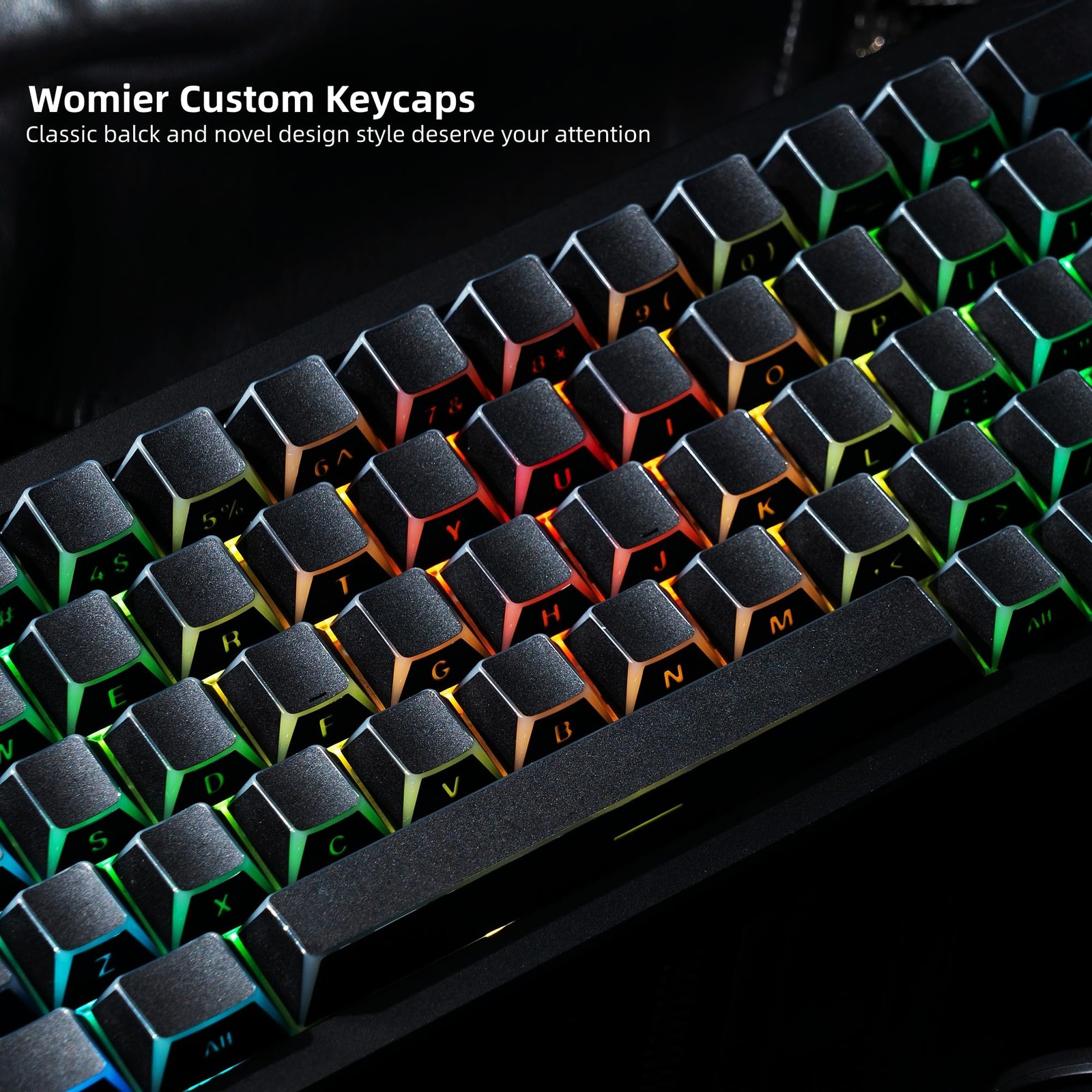 Womier PBT Shine Through Keycaps Manga Black, OEM Profile Side Printed ...