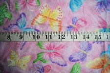 1 Yard Pastel Butterflies on Pink with Bling Cotton Fabric 37" X 44"
