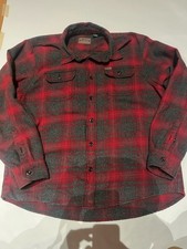Orvis Shirt Mens XL Red Black Buffalo Check Button Down Heavy Flannel Shacket