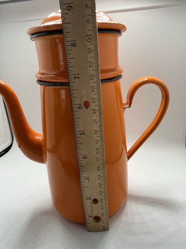 Cafetera de goteo francesa Biggin naranja esmaltada vintage - Imagen 13 de 13