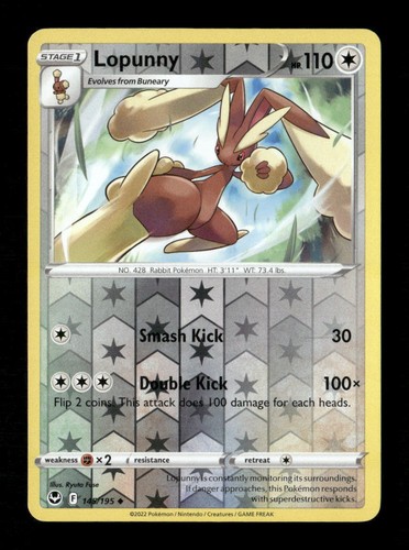 Holograma inverso Lopunny poco común SWSH12: Silver Tempest 145/195 casi nuevo Pokémon LP - Imagen 1 de 2