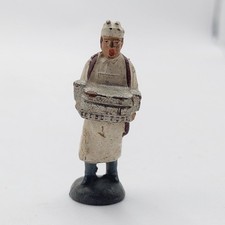 Antike alte Lineol / Massefigur - Mann W&uuml;rstchen Verk&auml;ufer Eis Eisenbahn Figur