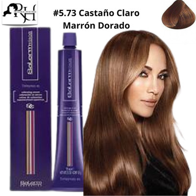 Tinte permanente en crema Salerm Vision #5.73 Castaño Claro Marrón Dorado 2.5oz