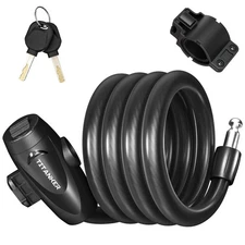 Bike Lock, Bike Lock Cable 4 Feet Coiled Secure Bicycle Locks with Keys Scoot...