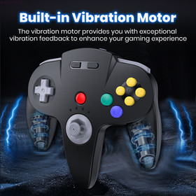 2.4G Wireless N64 Controller Rechargeable Gamedpad w/Rumble Pak for Nintendo 64