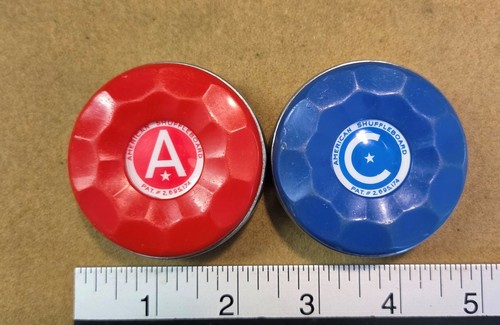 American shuffleboard large replacement pucks, 1 red & 1 blue, 2 for 1 price