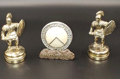 Vintage 2 Silber Metall Römer Zenturio Soldat Spartaner Leonidas Schild Figuren