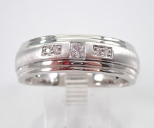 2CT Princess Cut Real Moissanite Men's Wedding Band Ring 14K White Gold Plated