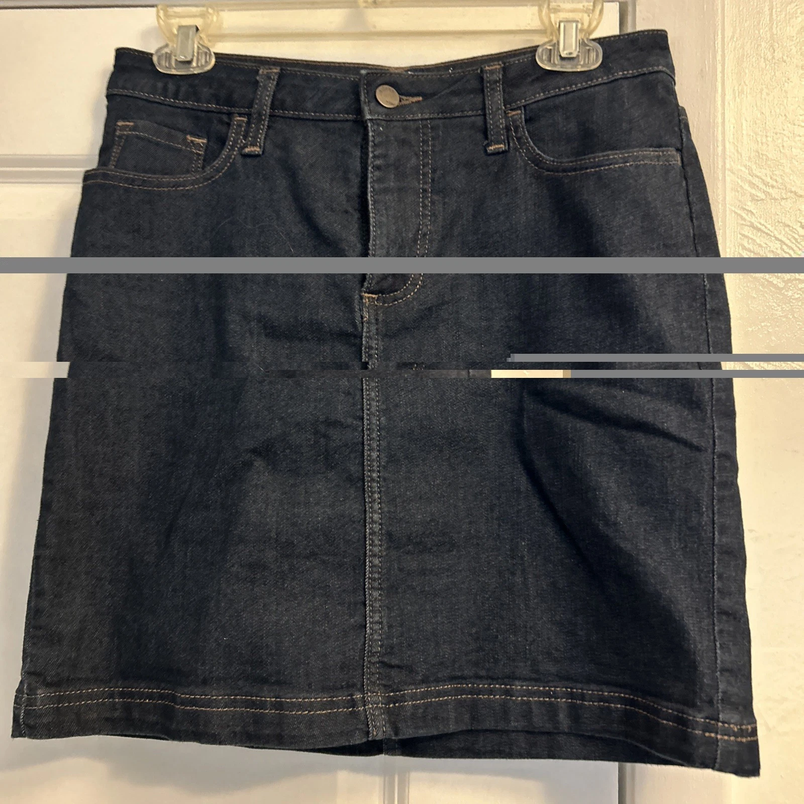 Riders by Lee Blue Denim Mid Rise Knee Straight Pencil Skirt Pockets 6M