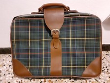 Valigia 48h in tessuto tweed e pelle - Borsa da viaggio anni '70 - VINTAGE