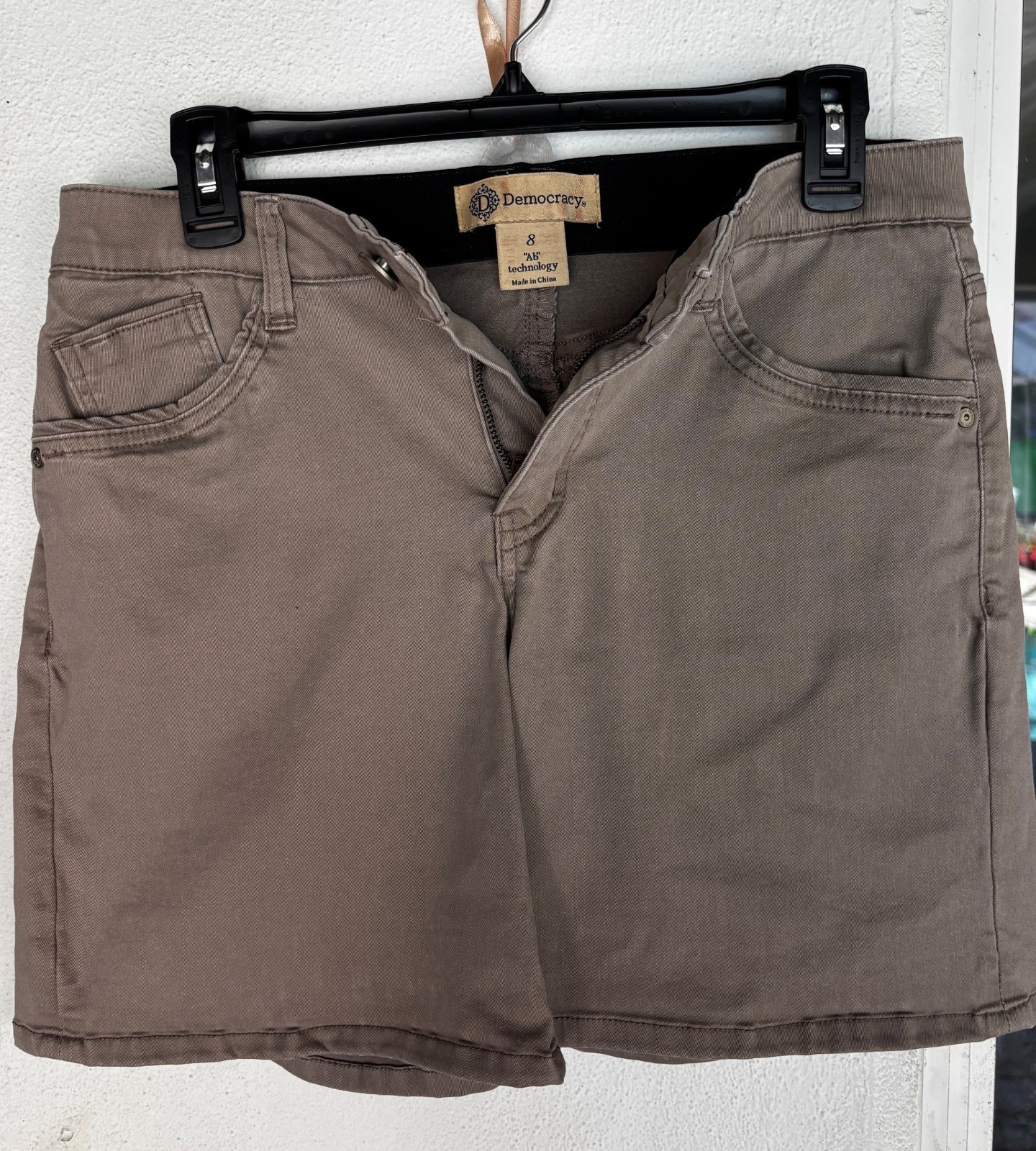 Democracy AB Technology Woman's Shorts, size 8, khaki tan color ~ EXC SHAPE