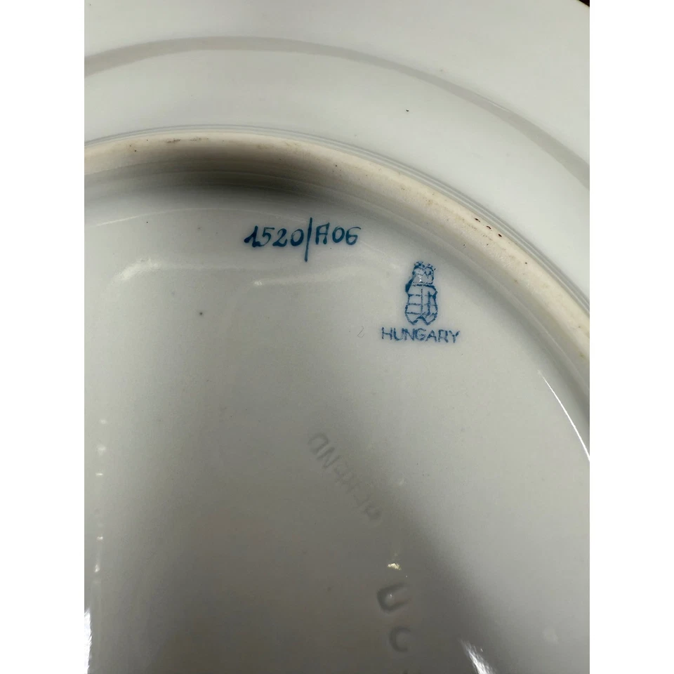 Juego de 2 Platos de Postre Herend Hungría 1520 A06 Borde Dorado Floral Rojo Foto 4 de 4