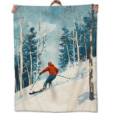 Ski Blankets for Adult , Flannel Ski Throw Blanket, Birthday Gifts, Ski Decor...
