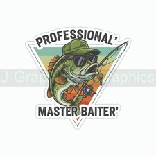 Professional Master Baiter Funny Fishing Bass Fish Vinyl Decal Sticker B