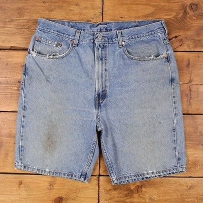Levis 505 Jeansshorts Jorts 36 00s blau Regular helle Waschung Sommer distressed