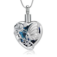 Butterfly Urn Necklaces for Ashes Urn Jewelry for Human Pet Ashes for Women Hear