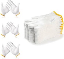 Unisex white cotton polyester knittedsafety gloves,suitable for