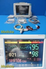 Philips MP50 Intellivue Patient Monitor W/ MMS,Press,Temp Module & Leads ~ 38103