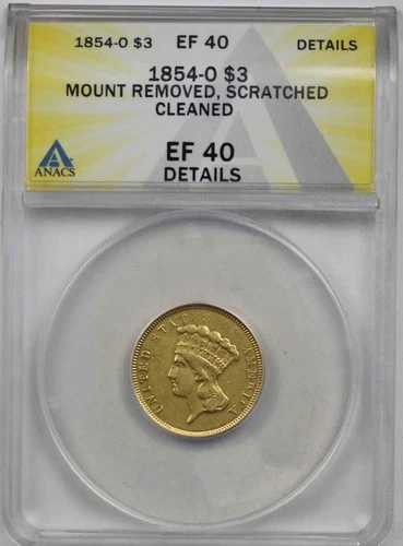 1854-O Three Dollar Gold — photo from the most recent tracked eBay sale