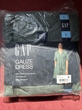 GAP Gauze Dress Soft Cotton Crinkle Gauze Short Sleeve, Large