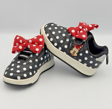Disney Toddler Size 5 Minnie Mouse Shoes Red Bow Black White Polka Dot