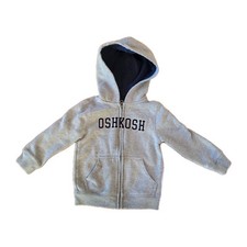 Kids Toddler Oshkosh B'gosh Hoodie Sweat Jacket Size 2T Gray Full Zip Pockets