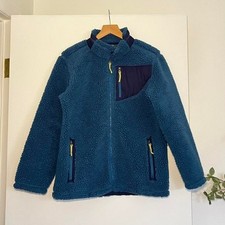 LL Bean Blue Sherpa Fleece Jacket L 14  16 Warm Retro Outdoor Zip-Up Gorpcore