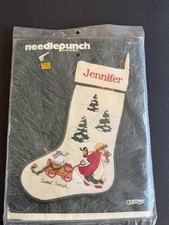 Vintage 1981 Craftways Needlepunch Embroidery Christmas Stocking Kit New