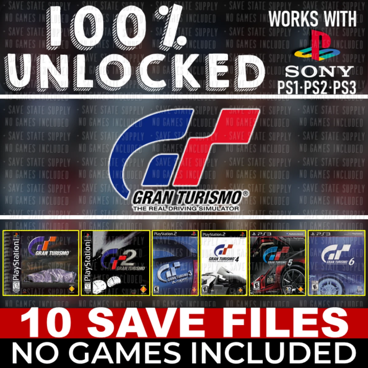 GRAN TURISMO 1 2 3 4 | MEMORY CARD SAVES 100% Unlock All Cars