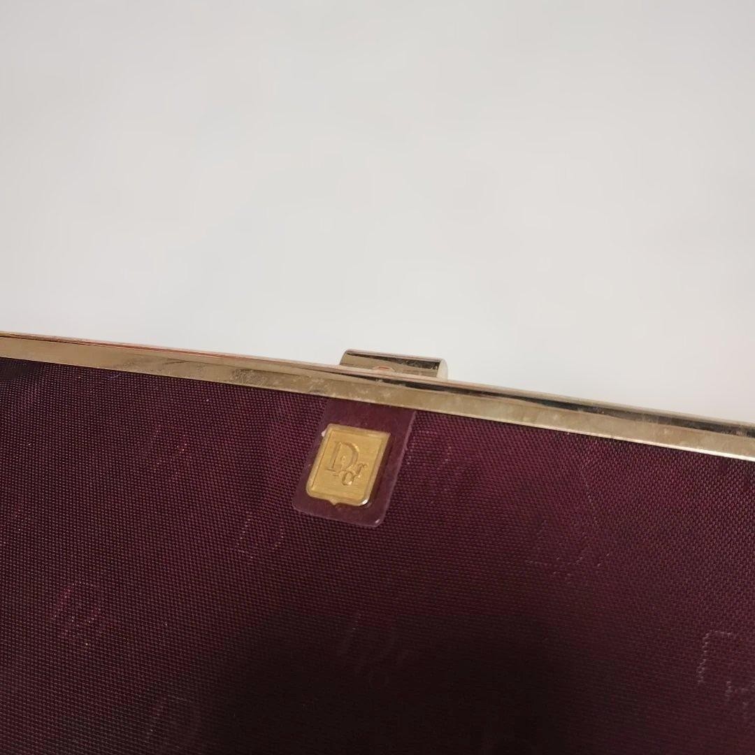 Christian Dior Clasp Bag Canvas Wine Red Trotter Vintage Women's Authentic thumbnail 2