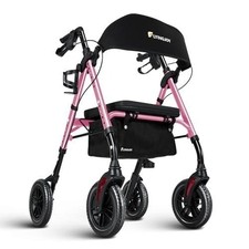 Andador Andador 300 Lb 8" Ruedas Asiento Plegable Respaldo Rosa Flyingjoy