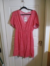 Amasoo Red Tiny Floral  Short-Sleeve Rayon Short Faux Wrap  Dress Size XL New*