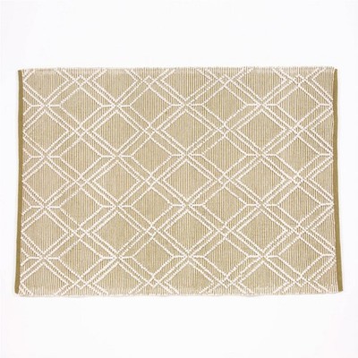Teppich 100% Recycling PET Handgewebt Olivgrün 120 x 170 cm Outdoor Rautenmuster