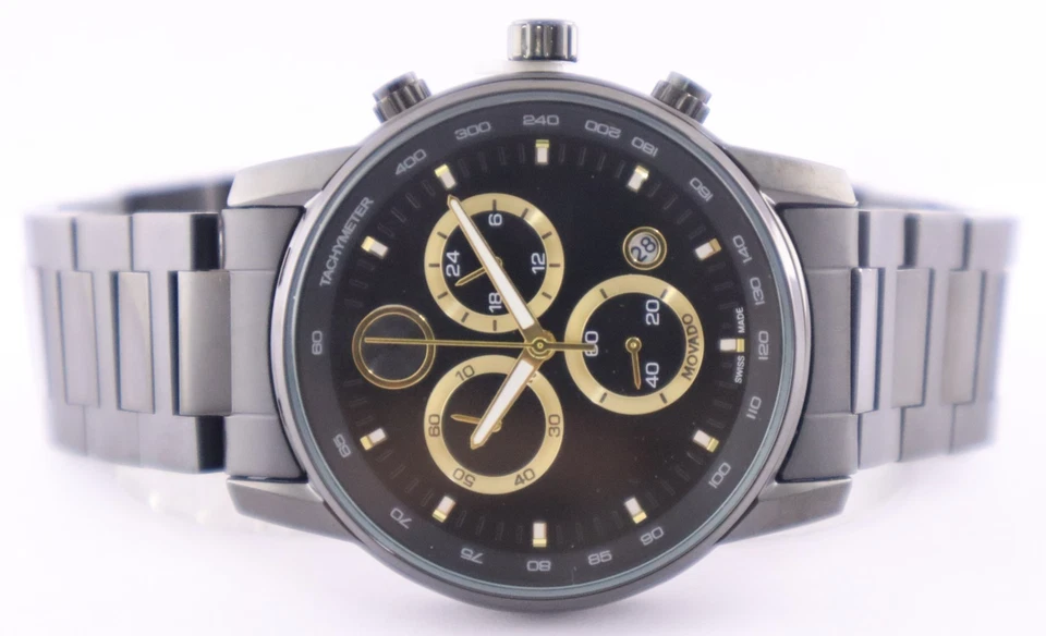 Повседневный MOVADO хронограф черный 'дата' кварцевые мужские наручные часы "оставаться пунктуальным" - Изображение 4 из 4