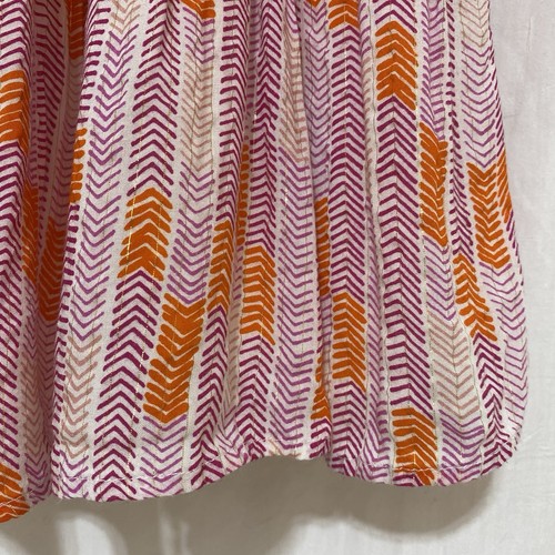 Lemlem Orange Pink Gold Printed Mini Tent Dress Ruffled V Neck - Small - Picture 4 of 20