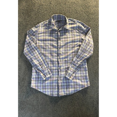 John Varvatos, John Varvatos Button Down Shirt Plaid Check Pattern Casual Long Sleeve Men Small